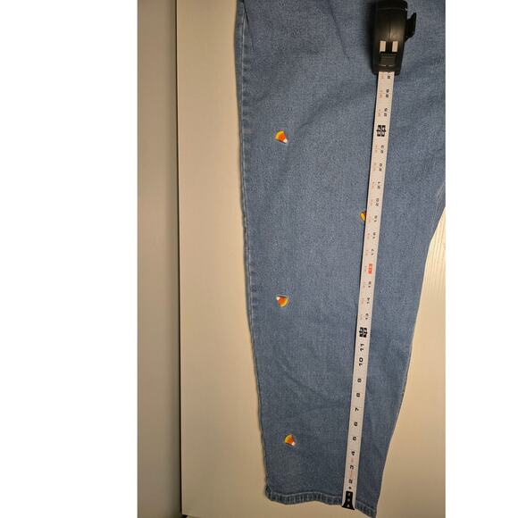 Quacker Factory Plus Size Halloween Candy Corn Straight  Jeans 24W Embroidered - Picture 6 of 6